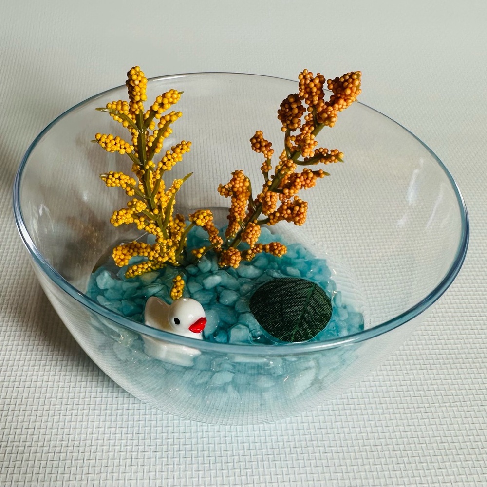 Hand Crafted Resin Duck Pond with Fall Trees
